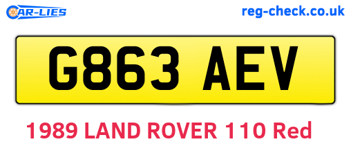 G863AEV are the vehicle registration plates.