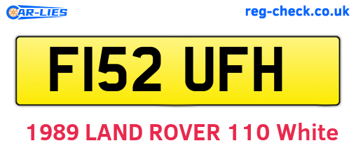 F152UFH are the vehicle registration plates.