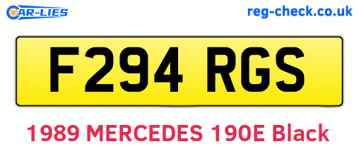 F294RGS are the vehicle registration plates.