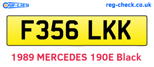 F356LKK are the vehicle registration plates.