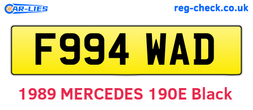 F994WAD are the vehicle registration plates.