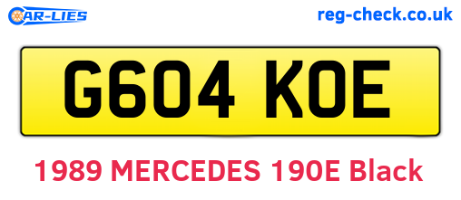 G604KOE are the vehicle registration plates.