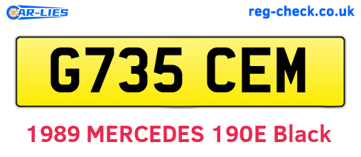 G735CEM are the vehicle registration plates.