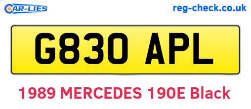 G830APL are the vehicle registration plates.