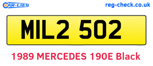 MIL2502 are the vehicle registration plates.
