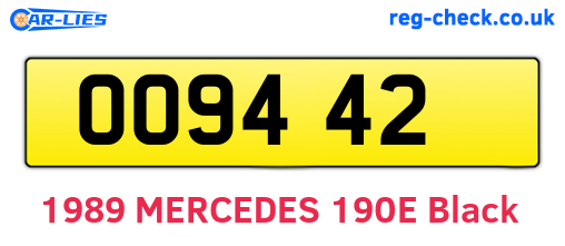 OO9442 are the vehicle registration plates.