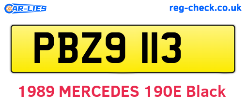 PBZ9113 are the vehicle registration plates.