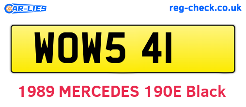 WOW541 are the vehicle registration plates.