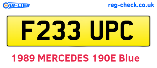 F233UPC are the vehicle registration plates.