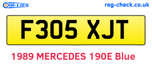F305XJT are the vehicle registration plates.