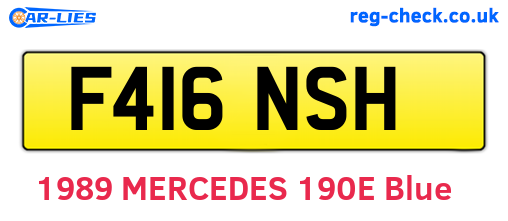F416NSH are the vehicle registration plates.