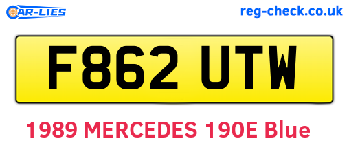 F862UTW are the vehicle registration plates.
