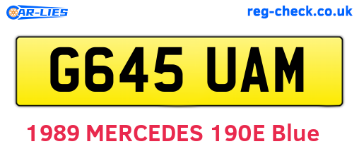 G645UAM are the vehicle registration plates.
