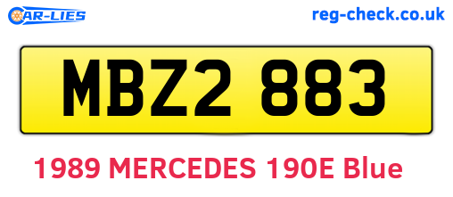 MBZ2883 are the vehicle registration plates.