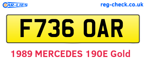F736OAR are the vehicle registration plates.