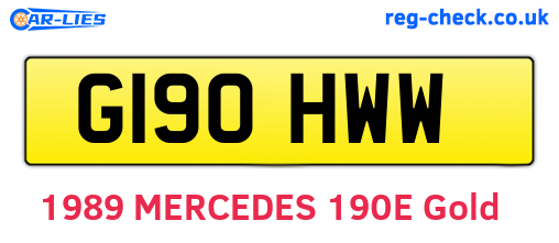 G190HWW are the vehicle registration plates.