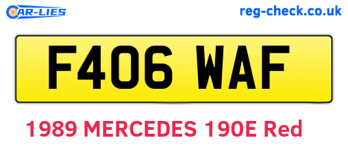 F406WAF are the vehicle registration plates.