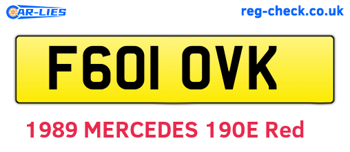 F601OVK are the vehicle registration plates.