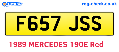 F657JSS are the vehicle registration plates.