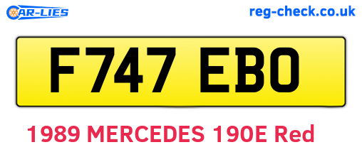F747EBO are the vehicle registration plates.