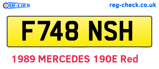 F748NSH are the vehicle registration plates.