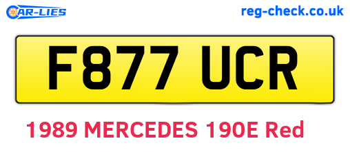 F877UCR are the vehicle registration plates.