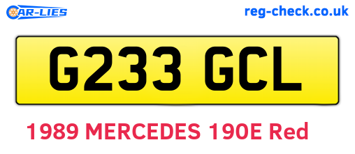 G233GCL are the vehicle registration plates.