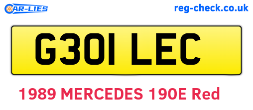 G301LEC are the vehicle registration plates.