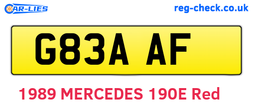 G83AAF are the vehicle registration plates.