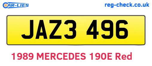 JAZ3496 are the vehicle registration plates.