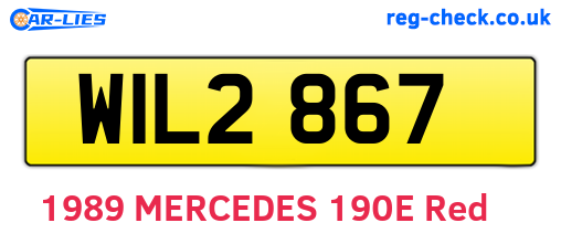 WIL2867 are the vehicle registration plates.