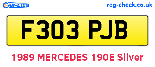 F303PJB are the vehicle registration plates.