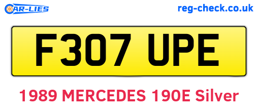 F307UPE are the vehicle registration plates.