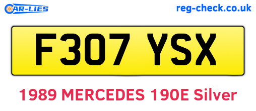 F307YSX are the vehicle registration plates.