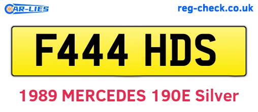 F444HDS are the vehicle registration plates.
