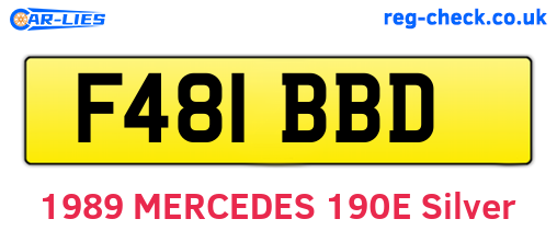 F481BBD are the vehicle registration plates.