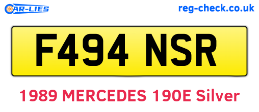 F494NSR are the vehicle registration plates.