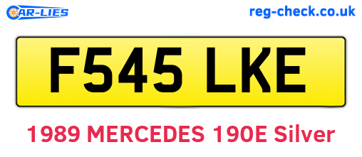 F545LKE are the vehicle registration plates.