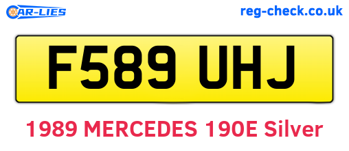 F589UHJ are the vehicle registration plates.