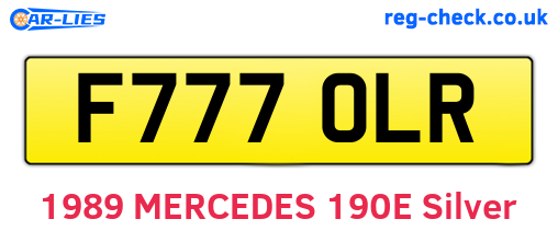 F777OLR are the vehicle registration plates.
