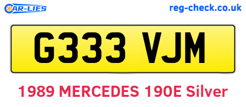 G333VJM are the vehicle registration plates.