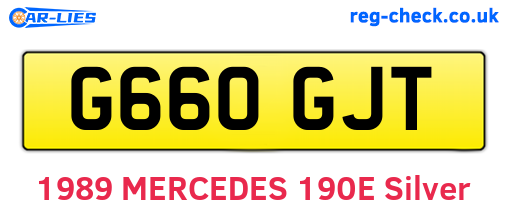 G660GJT are the vehicle registration plates.