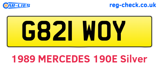 G821WOY are the vehicle registration plates.