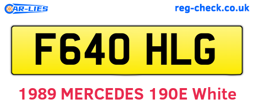 F640HLG are the vehicle registration plates.