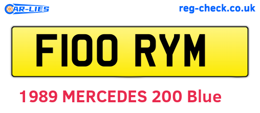 F100RYM are the vehicle registration plates.