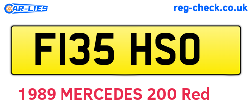 F135HSO are the vehicle registration plates.