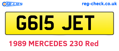 G615JET are the vehicle registration plates.