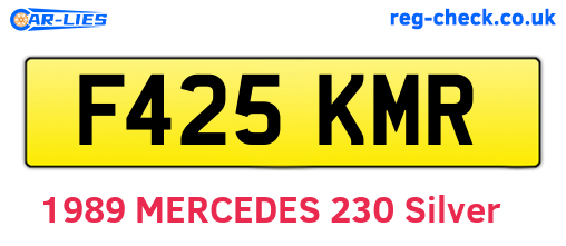F425KMR are the vehicle registration plates.