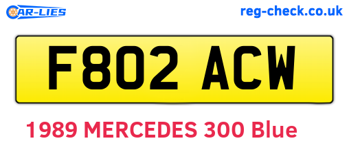 F802ACW are the vehicle registration plates.