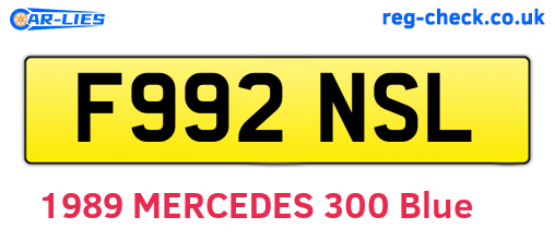 F992NSL are the vehicle registration plates.